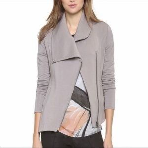 Helmut Lang Villous Asymmetric Zip Moto Cardigan Jacket Gray S